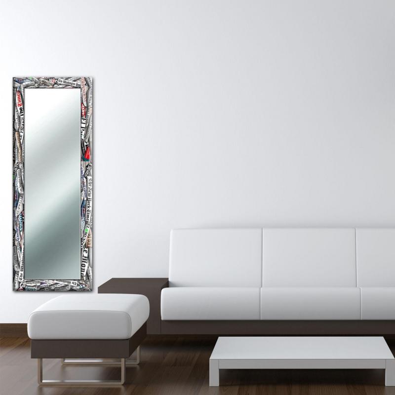 Specchio da parete moderno lungo JOURNAL 44x127 cm con cornice stampata - Journal Black del brand Lupia, categoria: Complementi d'arredo > Specchi e specchiere > Specchi da parete.