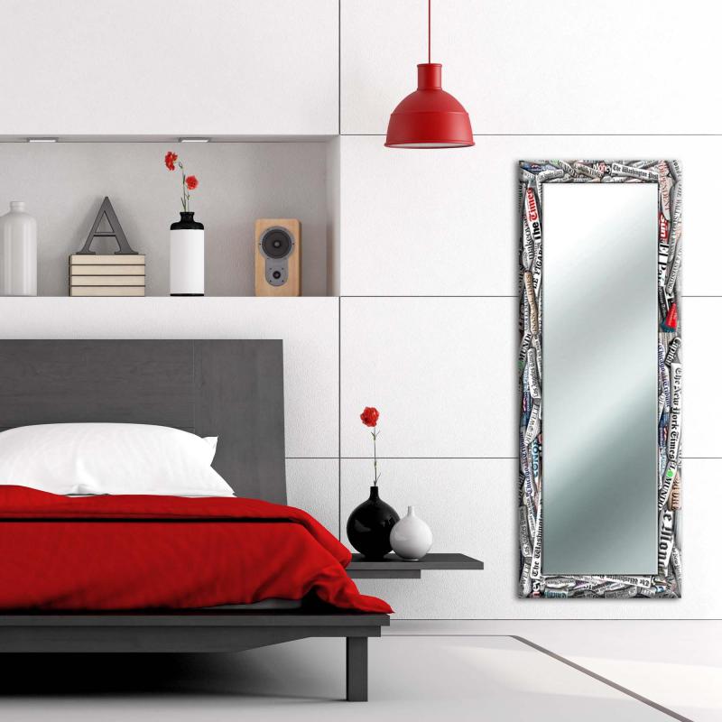 Specchio da parete moderno lungo JOURNAL 44x127 cm con cornice stampata - Journal Black del brand Lupia, categoria: Complementi d'arredo > Specchi e specchiere > Specchi da parete.