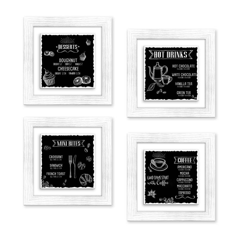 Set 4 QUADRI su CERAMICA cornice Shabby MODERN White BLACKBOARD - 18x18 cm del brand Lupia, categoria: Arredo e decorazioni > Quadri e Tele > Quadri su ceramica, disponibile su Vorreishop.