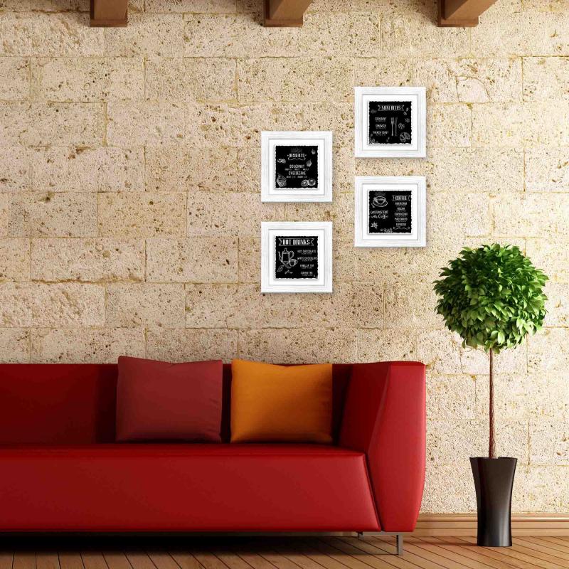 Set 4 QUADRI su CERAMICA cornice Shabby MODERN White BLACKBOARD - 29x29 cm del brand Lupia, categoria: Arredo e decorazioni > Quadri e Tele > Quadri su ceramica.