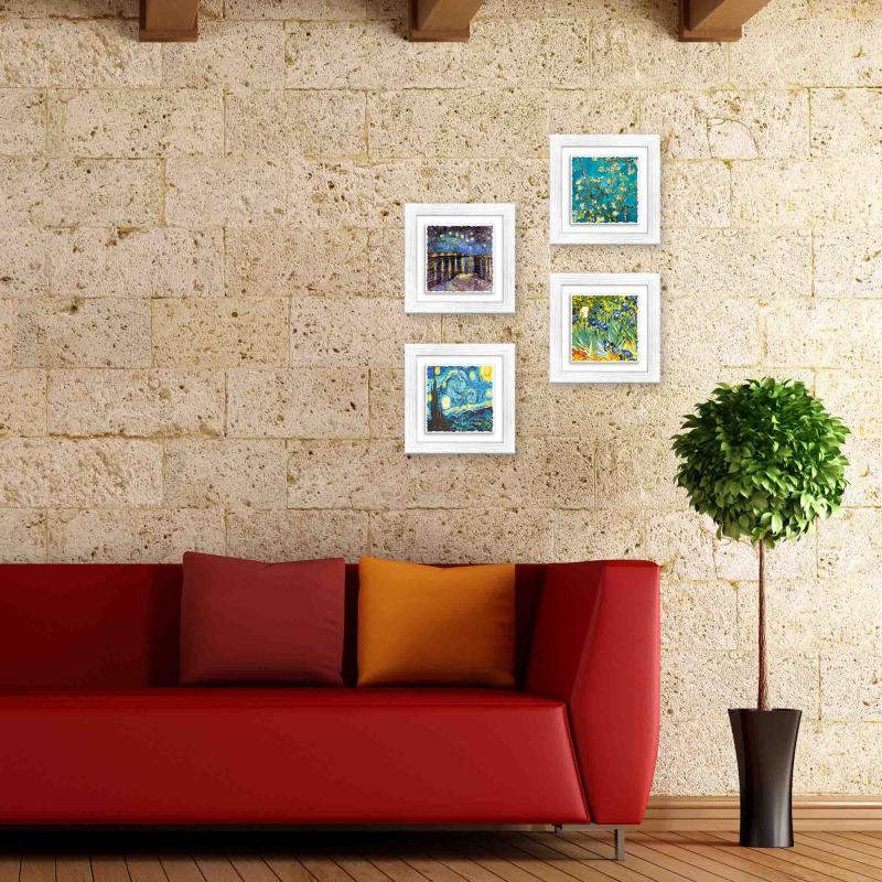 Set 4 QUADRI su CERAMICA cornice Shabby MODERN White VAN GOGH - 29x29 cm del brand Lupia, categoria: Arredo e decorazioni > Quadri e Tele > Quadri su ceramica.