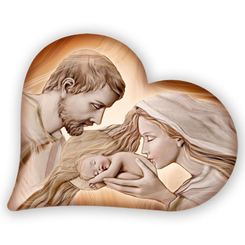 Capezzale sacra famiglia in legno HEART HOLY KISS BROWN 40X50 cm del brand Lupia, categoria: Arredo e decorazioni > Decorazioni da parete > Capezzali, disponibile su Vorreishop.