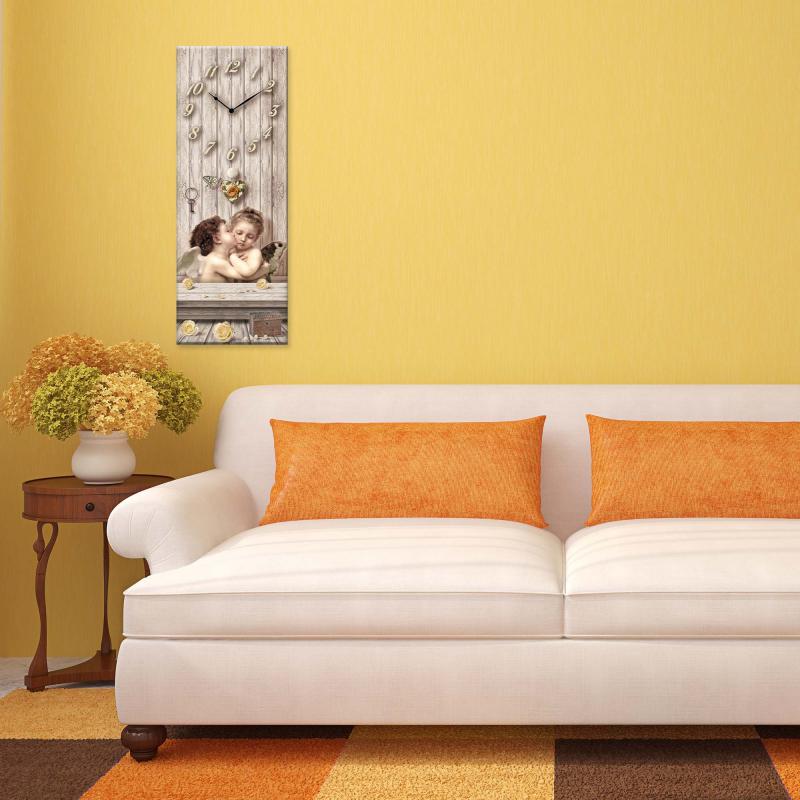 Orologio da parete Decorativo in legno CLOCKART con stampa in alta qualita' 30x80 cm Shabby Kiss Brown del brand Lupia, categoria: Complementi d'arredo > Orologi > Orologi da parete.