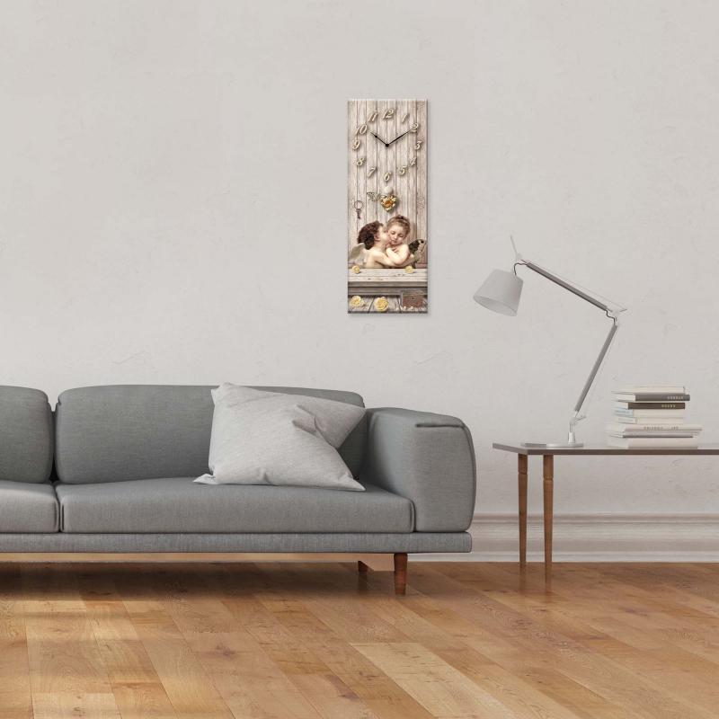 Orologio da parete Decorativo in legno CLOCKART con stampa in alta qualita' 30x80 cm Shabby Kiss Brown del brand Lupia, categoria: Complementi d'arredo > Orologi > Orologi da parete.