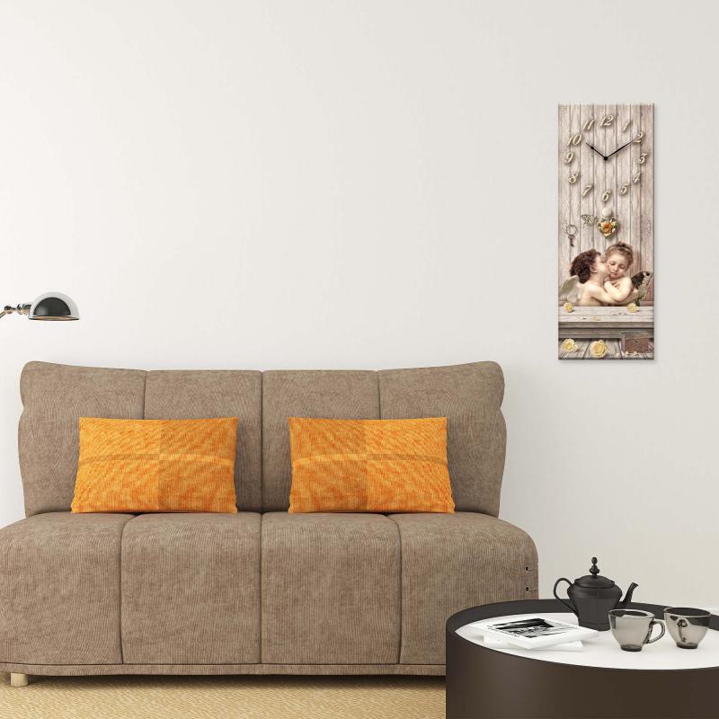 Orologio da parete Decorativo in legno CLOCKART con stampa in alta qualita' 30x80 cm Shabby Kiss Brown del brand Lupia, categoria: Complementi d'arredo > Orologi > Orologi da parete.