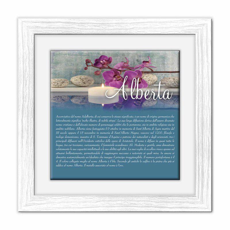 Quadro mattonella Ceramica Modern White 29x29 cm con significato del nome Alberta del brand Lupia, categoria: Idee regalo e bomboniere > Oggettistica > Quadri Ceramica Modern White con significato Nomi, disponibile su Vorreishop.