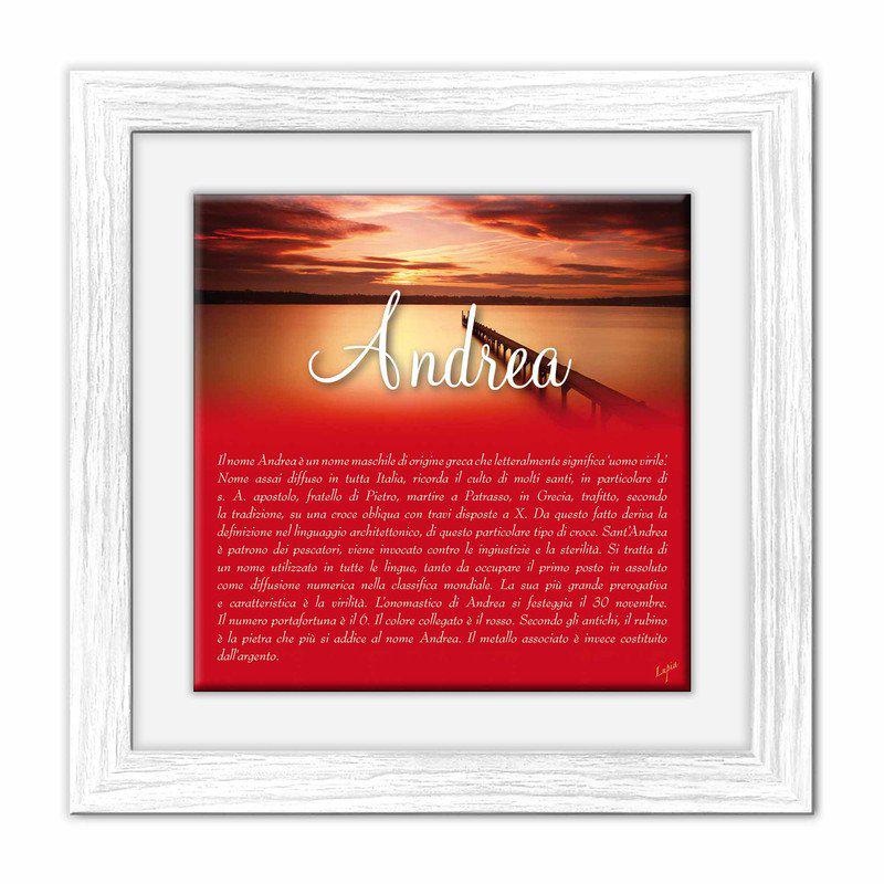 Quadro mattonella Ceramica Modern White 29x29 cm con significato del nome Andrea del brand Lupia, categoria: Idee regalo e bomboniere > Oggettistica > Quadri Ceramica Modern White con significato Nomi, disponibile su Vorreishop.