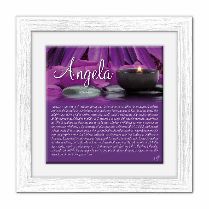 Quadro mattonella Ceramica Modern White 29x29 cm con significato del nome Angela del brand Lupia, categoria: Idee regalo e bomboniere > Oggettistica > Quadri Ceramica Modern White con significato Nomi, disponibile su Vorreishop.