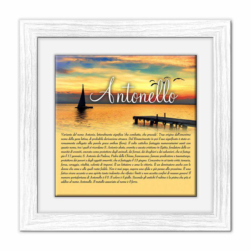 Quadro mattonella Ceramica Modern White 29x29 cm con significato del nome Antonello del brand Lupia, categoria: Idee regalo e bomboniere > Oggettistica > Quadri Ceramica Modern White con significato Nomi, disponibile su Vorreishop.