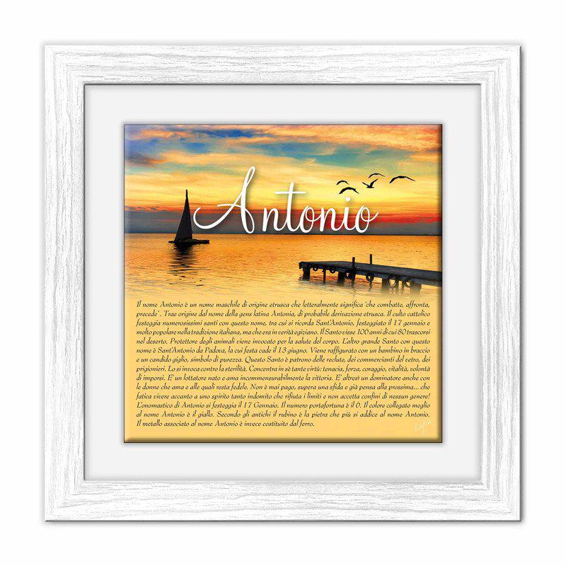 Quadro mattonella Ceramica Modern White 29x29 cm con significato del nome Antonio del brand Lupia, categoria: Idee regalo e bomboniere > Oggettistica > Quadri Ceramica Modern White con significato Nomi, disponibile su Vorreishop.