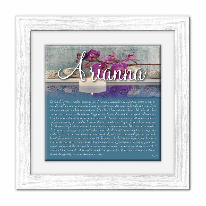 Quadro mattonella Ceramica Modern White 29x29 cm con significato del nome Arianna del brand Lupia, categoria: Idee regalo e bomboniere > Oggettistica > Quadri Ceramica Modern White con significato Nomi, disponibile su Vorreishop.