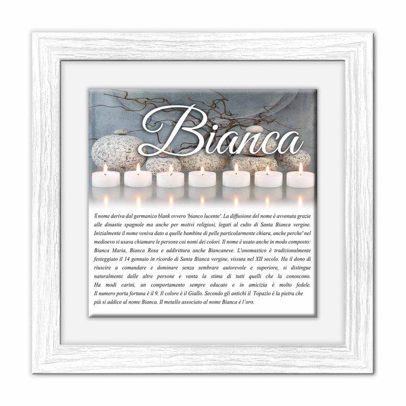 Quadro mattonella Ceramica Modern White 29x29 cm con significato del nome Bianca del brand Lupia, categoria: Idee regalo e bomboniere > Oggettistica > Quadri Ceramica Modern White con significato Nomi, disponibile su Vorreishop.