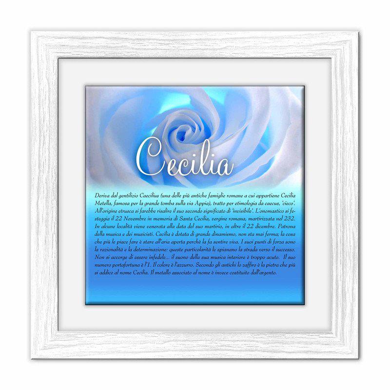 Quadro mattonella Ceramica Modern White 29x29 cm con significato del nome Cecilia del brand Lupia, categoria: Idee regalo e bomboniere > Oggettistica > Quadri Ceramica Modern White con significato Nomi, disponibile su Vorreishop.