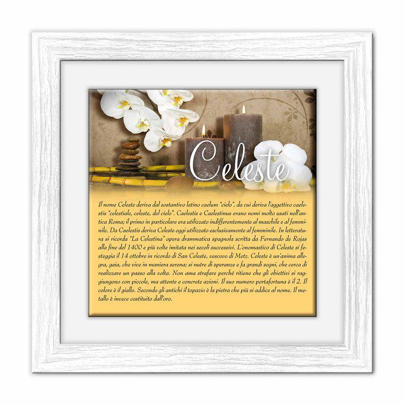 Quadro mattonella Ceramica Modern White 29x29 cm con significato del nome Celeste del brand Lupia, categoria: Idee regalo e bomboniere > Oggettistica > Quadri Ceramica Modern White con significato Nomi, disponibile su Vorreishop.