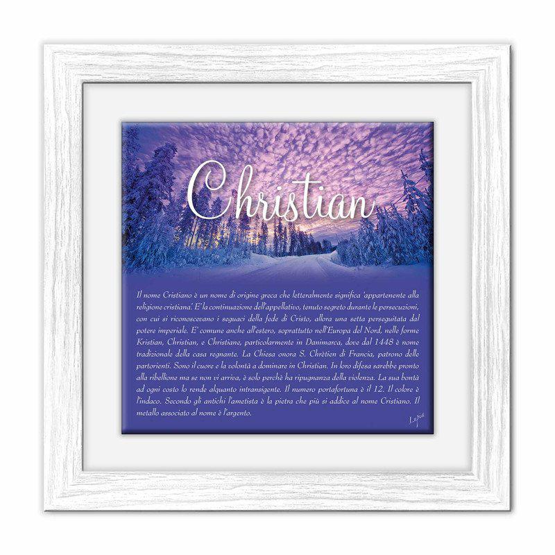 Quadro mattonella Ceramica Modern White 29x29 cm con significato del nome Christian del brand Lupia, categoria: Idee regalo e bomboniere > Oggettistica > Quadri Ceramica Modern White con significato Nomi, disponibile su Vorreishop.