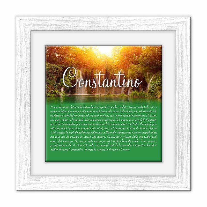 Quadro mattonella Ceramica Modern White 29x29 cm con significato del nome Constantino del brand Lupia, categoria: Idee regalo e bomboniere > Oggettistica > Quadri Ceramica Modern White con significato Nomi, disponibile su Vorreishop.