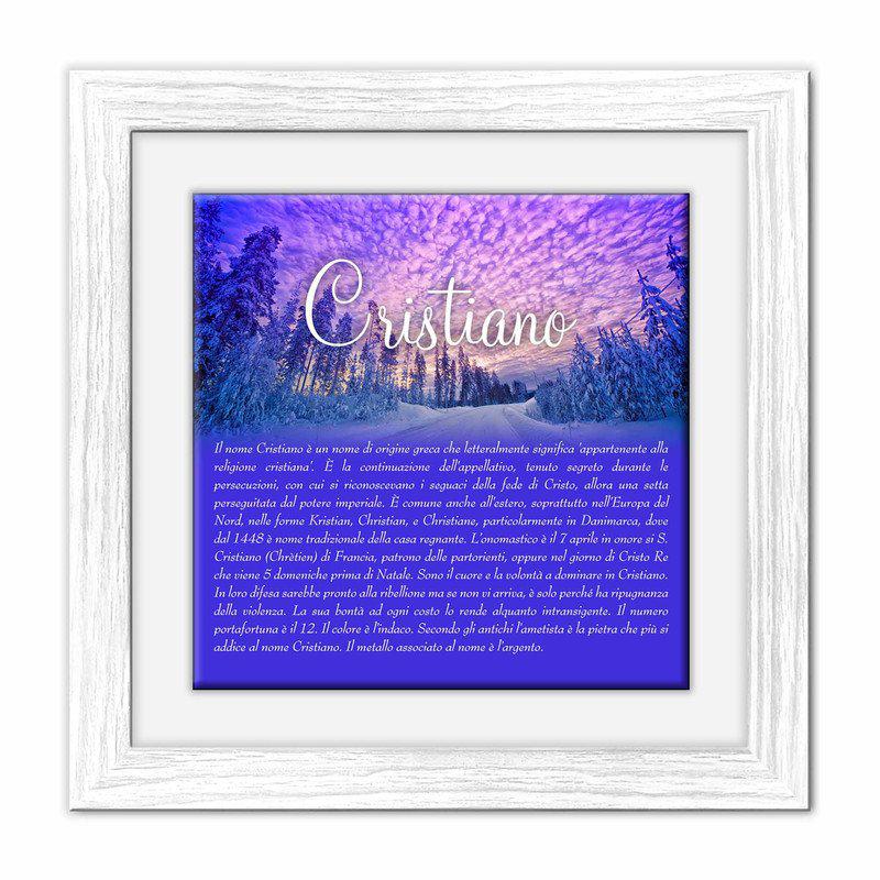 Quadro mattonella Ceramica Modern White 29x29 cm con significato del nome Cristiano del brand Lupia, categoria: Idee regalo e bomboniere > Oggettistica > Quadri Ceramica Modern White con significato Nomi, disponibile su Vorreishop.