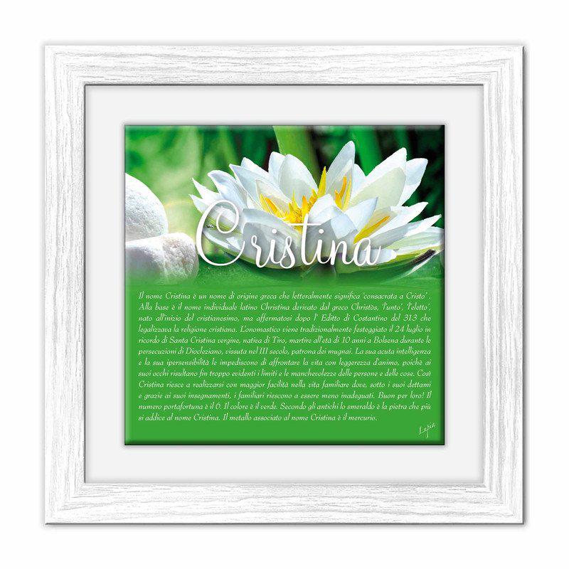 Quadro mattonella Ceramica Modern White 29x29 cm con significato del nome Cristina del brand Lupia, categoria: Idee regalo e bomboniere > Oggettistica > Quadri Ceramica Modern White con significato Nomi, disponibile su Vorreishop.