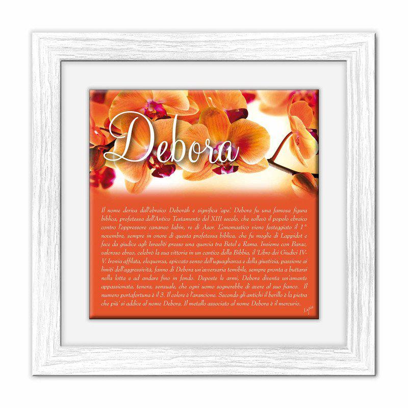 Quadro mattonella Ceramica Modern White 29x29 cm con significato del nome Debora del brand Lupia, categoria: Idee regalo e bomboniere > Oggettistica > Quadri Ceramica Modern White con significato Nomi, disponibile su Vorreishop.