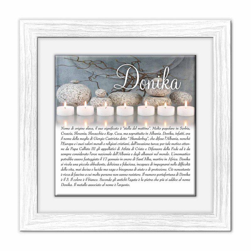 Quadro mattonella Ceramica Modern White 29x29 cm con significato del nome Donika del brand Lupia, categoria: Idee regalo e bomboniere > Oggettistica > Quadri Ceramica Modern White con significato Nomi, disponibile su Vorreishop.