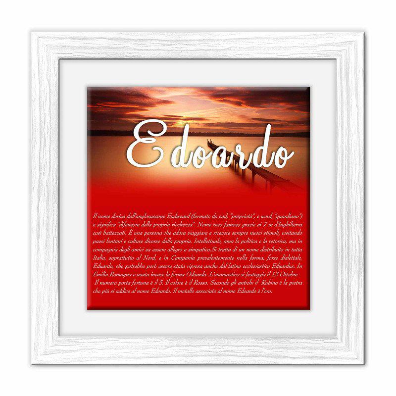 Quadro mattonella Ceramica Modern White 29x29 cm con significato del nome Edoardo del brand Lupia, categoria: Idee regalo e bomboniere > Oggettistica > Quadri Ceramica Modern White con significato Nomi, disponibile su Vorreishop.