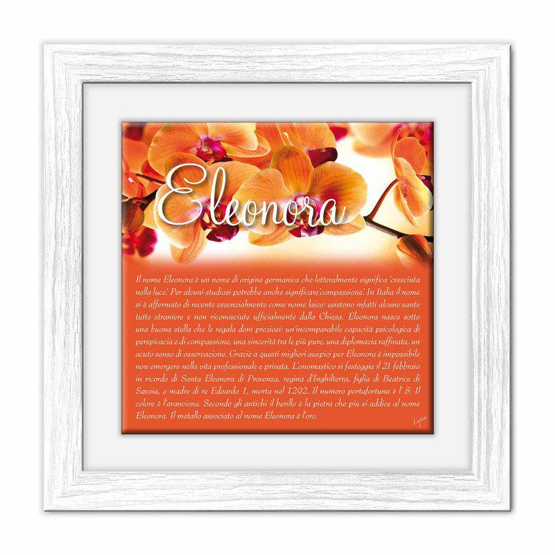 Quadro mattonella Ceramica Modern White 29x29 cm con significato del nome Eleonora del brand Lupia, categoria: Idee regalo e bomboniere > Oggettistica > Quadri Ceramica Modern White con significato Nomi, disponibile su Vorreishop.