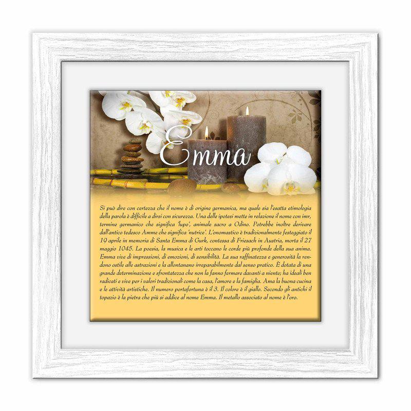 Quadro mattonella Ceramica Modern White 29x29 cm con significato del nome Emma del brand Lupia, categoria: Idee regalo e bomboniere > Oggettistica > Quadri Ceramica Modern White con significato Nomi, disponibile su Vorreishop.