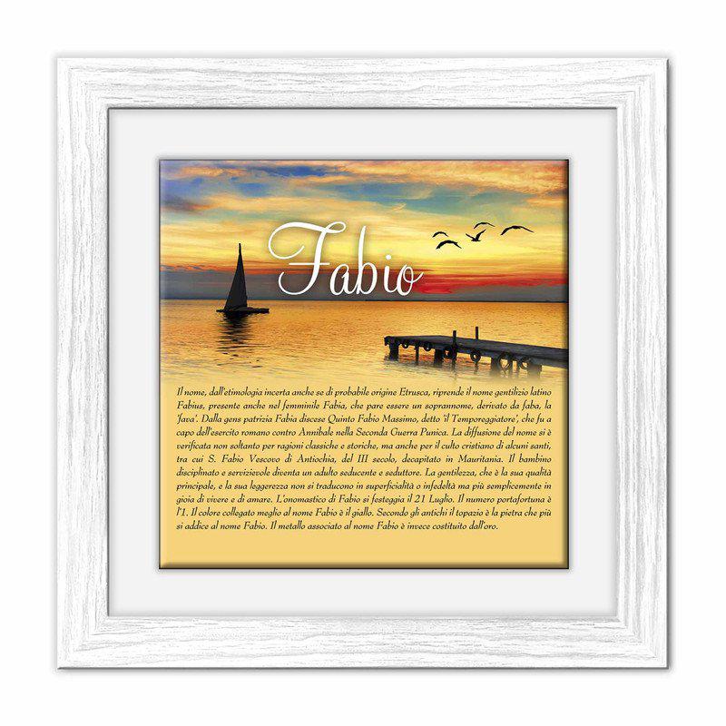 Quadro mattonella Ceramica Modern White 29x29 cm con significato del nome Fabio del brand Lupia, categoria: Idee regalo e bomboniere > Oggettistica > Quadri Ceramica Modern White con significato Nomi, disponibile su Vorreishop.