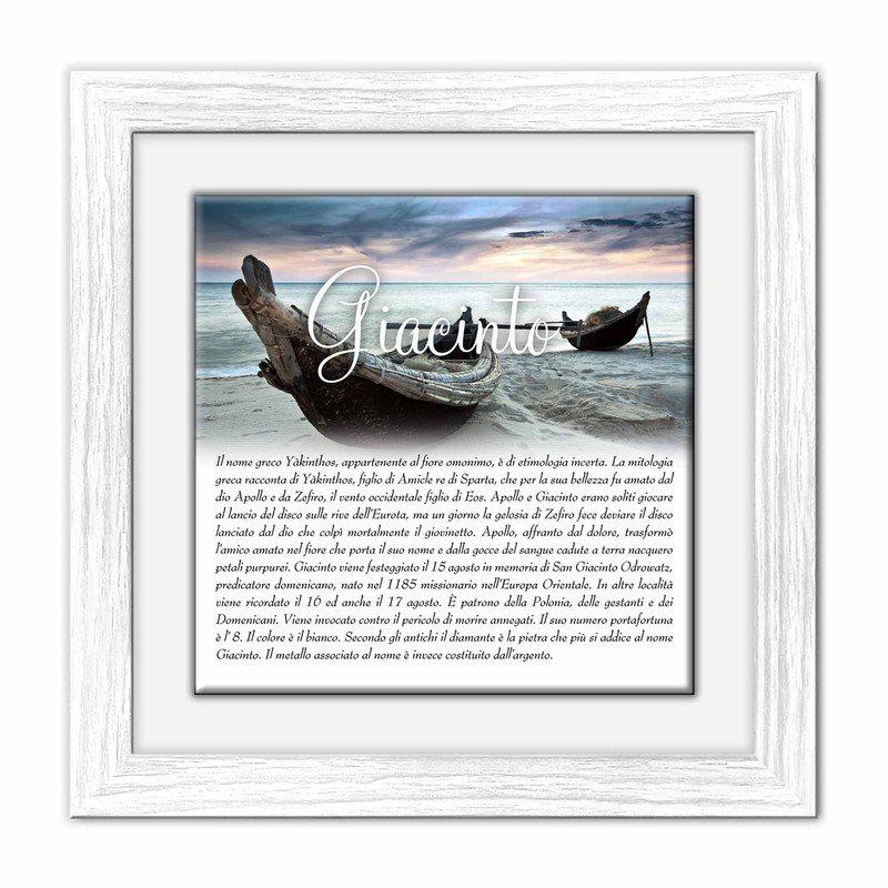 Quadro mattonella Ceramica Modern White 29x29 cm con significato del nome Giacinto del brand Lupia, categoria: Idee regalo e bomboniere > Oggettistica > Quadri Ceramica Modern White con significato Nomi, disponibile su Vorreishop.