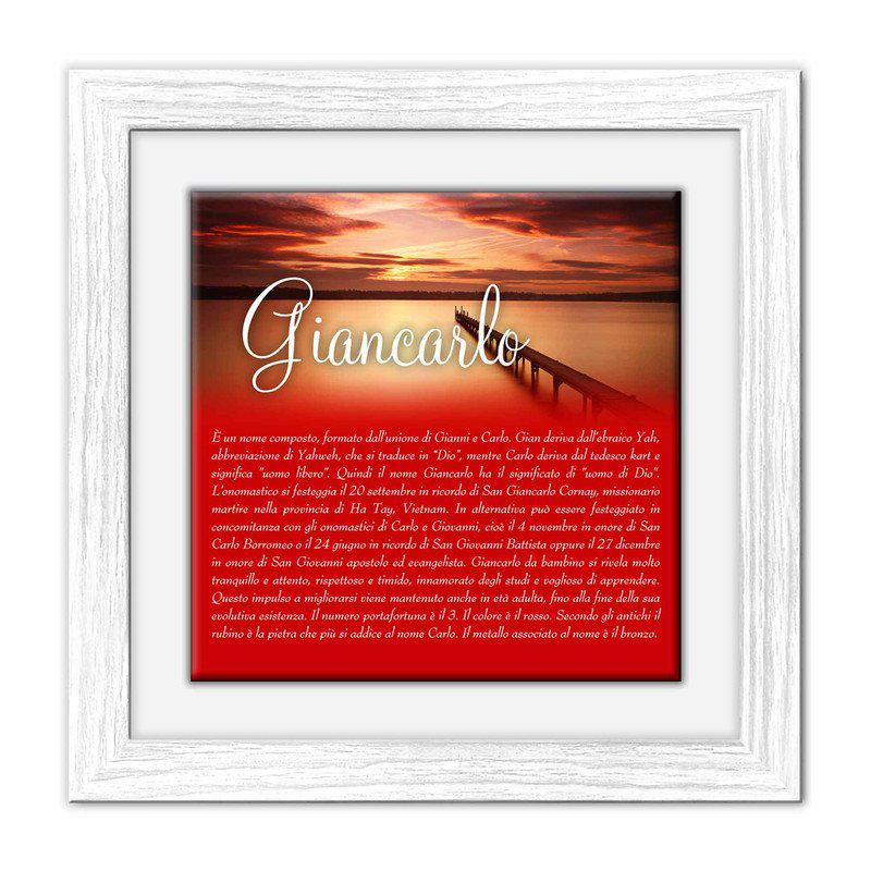 Quadro mattonella Ceramica Modern White 29x29 cm con significato del nome Giancarlo del brand Lupia, categoria: Idee regalo e bomboniere > Oggettistica > Quadri Ceramica Modern White con significato Nomi, disponibile su Vorreishop.