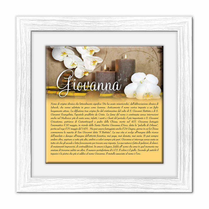 Quadro mattonella Ceramica Modern White 29x29 cm con significato del nome Giovanna del brand Lupia, categoria: Idee regalo e bomboniere > Oggettistica > Quadri Ceramica Modern White con significato Nomi, disponibile su Vorreishop.