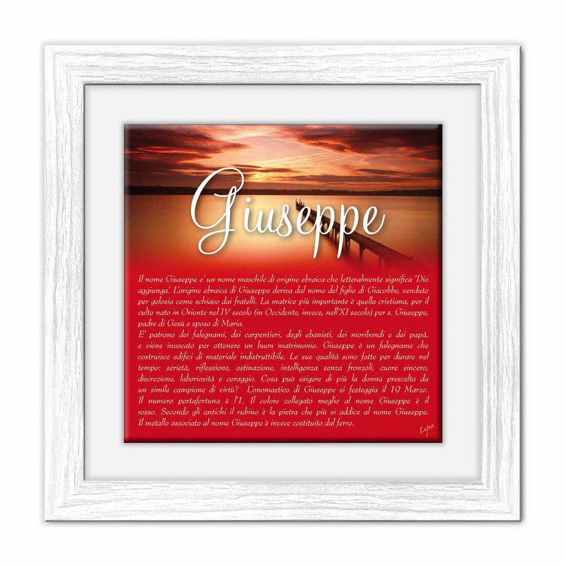 Quadro mattonella Ceramica Modern White 29x29 cm con significato del nome Giuseppe del brand Lupia, categoria: Idee regalo e bomboniere > Oggettistica > Quadri Ceramica Modern White con significato Nomi, disponibile su Vorreishop.