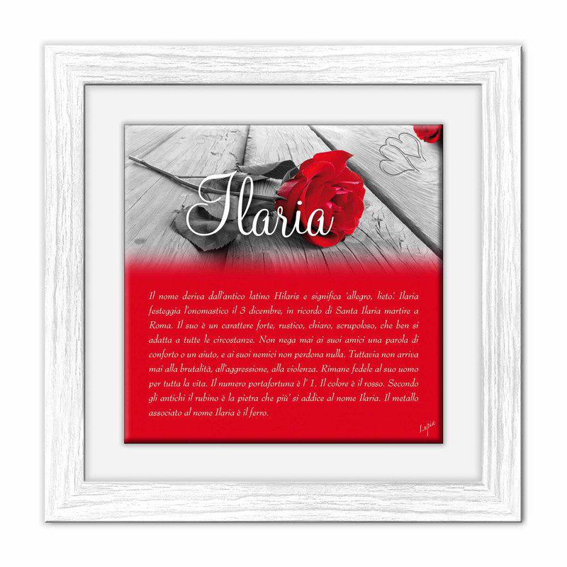 Quadro mattonella Ceramica Modern White 29x29 cm con significato del nome Ilaria del brand Lupia, categoria: Idee regalo e bomboniere > Oggettistica > Quadri Ceramica Modern White con significato Nomi, disponibile su Vorreishop.