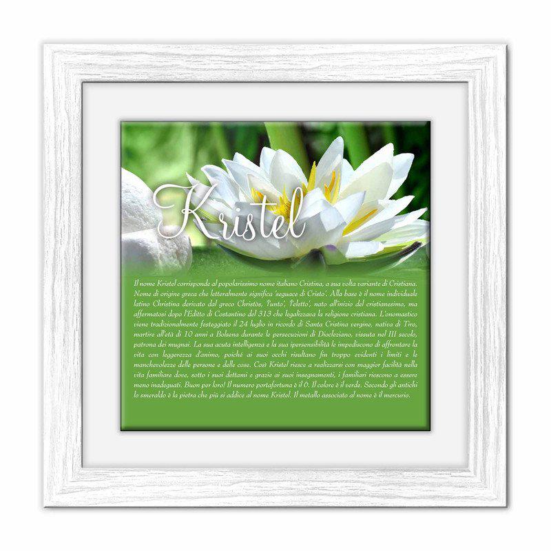 Quadro mattonella Ceramica Modern White 29x29 cm con significato del nome Kristel del brand Lupia, categoria: Idee regalo e bomboniere > Oggettistica > Quadri Ceramica Modern White con significato Nomi, disponibile su Vorreishop.