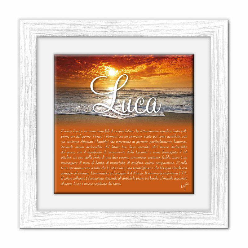 Quadro mattonella Ceramica Modern White 29x29 cm con significato del nome Luca del brand Lupia, categoria: Idee regalo e bomboniere > Oggettistica > Quadri Ceramica Modern White con significato Nomi, disponibile su Vorreishop.
