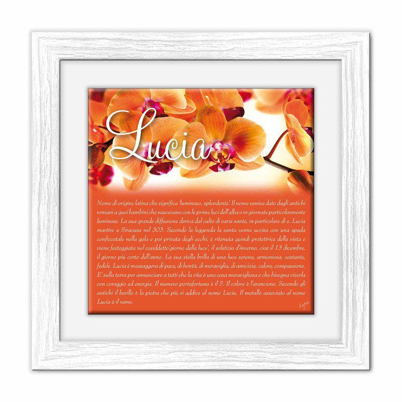 Quadro mattonella Ceramica Modern White 29x29 cm con significato del nome Lucia del brand Lupia, categoria: Idee regalo e bomboniere > Oggettistica > Quadri Ceramica Modern White con significato Nomi, disponibile su Vorreishop.