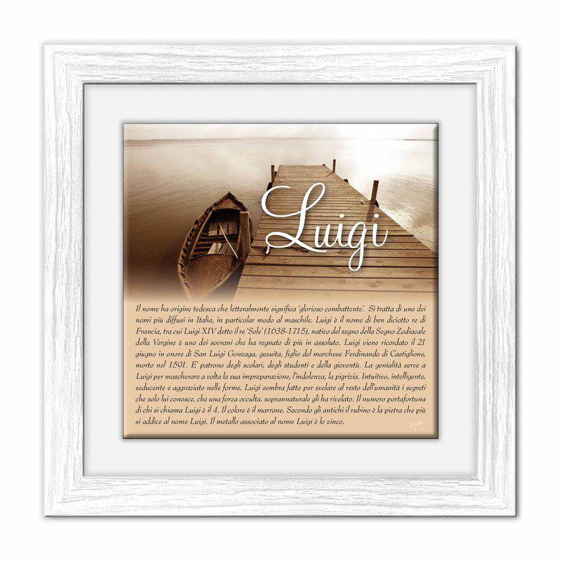 Quadro mattonella Ceramica Modern White 29x29 cm con significato del nome Luigi del brand Lupia, categoria: Idee regalo e bomboniere > Oggettistica > Quadri Ceramica Modern White con significato Nomi, disponibile su Vorreishop.