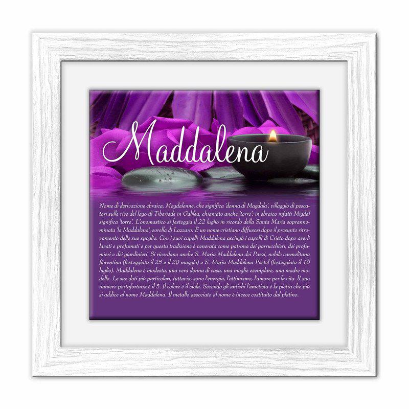 Quadro mattonella Ceramica Modern White 29x29 cm con significato del nome Maddalena del brand Lupia, categoria: Idee regalo e bomboniere > Oggettistica > Quadri Ceramica Modern White con significato Nomi, disponibile su Vorreishop.