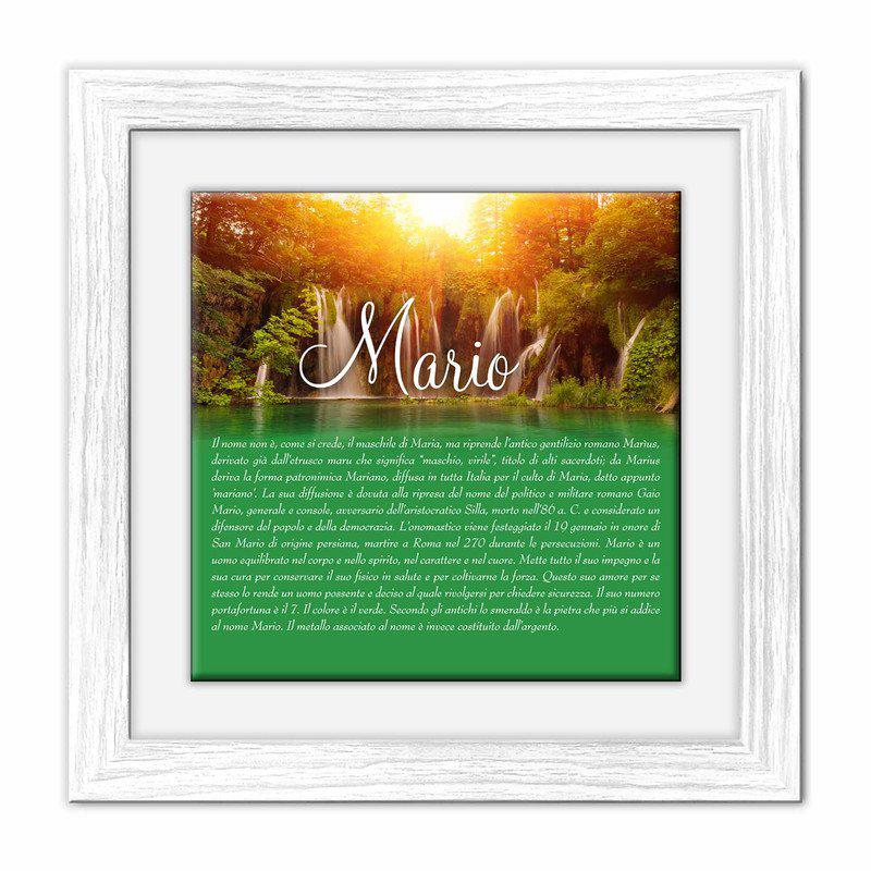 Quadro mattonella Ceramica Modern White 29x29 cm con significato del nome Mario del brand Lupia, categoria: Idee regalo e bomboniere > Oggettistica > Quadri Ceramica Modern White con significato Nomi, disponibile su Vorreishop.