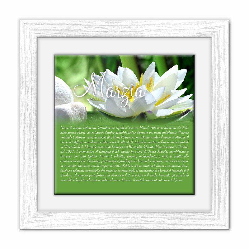 Quadro mattonella Ceramica Modern White 29x29 cm con significato del nome Marzia del brand Lupia, categoria: Idee regalo e bomboniere > Oggettistica > Quadri Ceramica Modern White con significato Nomi, disponibile su Vorreishop.
