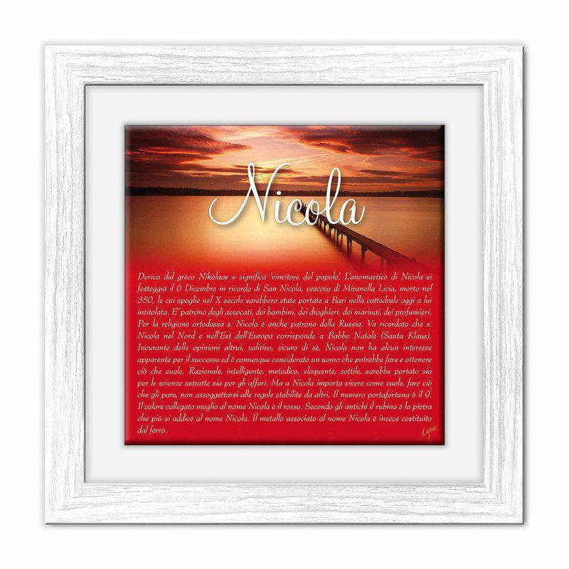 Quadro mattonella Ceramica Modern White 29x29 cm con significato del nome Nicola del brand Lupia, categoria: Idee regalo e bomboniere > Oggettistica > Quadri Ceramica Modern White con significato Nomi, disponibile su Vorreishop.