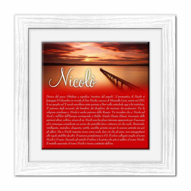 Quadro mattonella Ceramica Modern White 29x29 cm con significato del nome Nicolo del brand Lupia, categoria: Idee regalo e bomboniere > Oggettistica > Quadri Ceramica Modern White con significato Nomi, disponibile su Vorreishop.