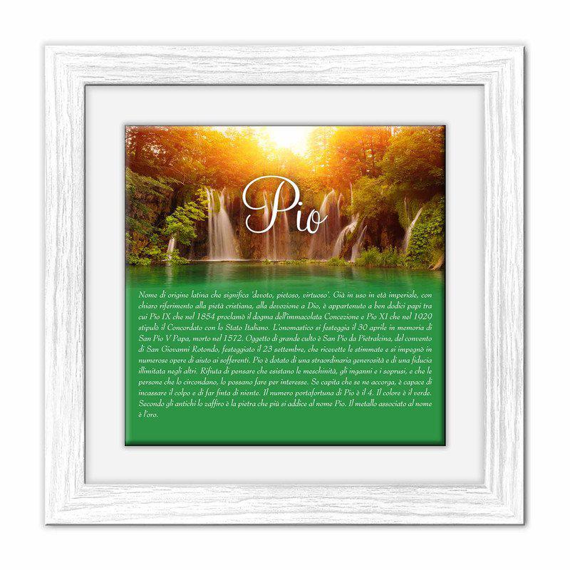 Quadro mattonella Ceramica Modern White 29x29 cm con significato del nome Pio del brand Lupia, categoria: Idee regalo e bomboniere > Oggettistica > Quadri Ceramica Modern White con significato Nomi, disponibile su Vorreishop.