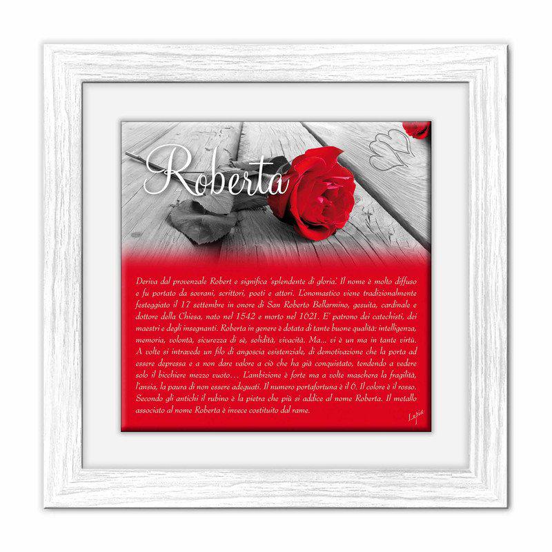 Quadro mattonella Ceramica Modern White 29x29 cm con significato del nome Roberta del brand Lupia, categoria: Idee regalo e bomboniere > Oggettistica > Quadri Ceramica Modern White con significato Nomi, disponibile su Vorreishop.