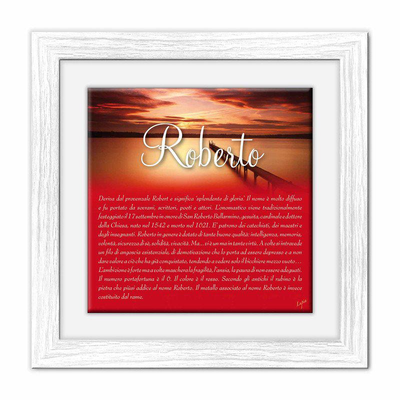 Quadro mattonella Ceramica Modern White 29x29 cm con significato del nome Roberto del brand Lupia, categoria: Idee regalo e bomboniere > Oggettistica > Quadri Ceramica Modern White con significato Nomi, disponibile su Vorreishop.