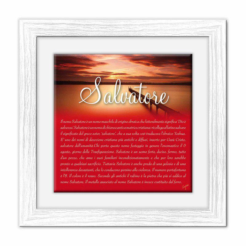 Quadro mattonella Ceramica Modern White 29x29 cm con significato del nome Salvatore del brand Lupia, categoria: Idee regalo e bomboniere > Oggettistica > Quadri Ceramica Modern White con significato Nomi, disponibile su Vorreishop.