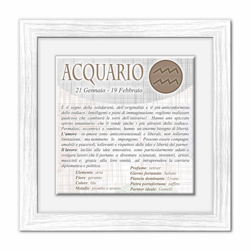 Quadro mattonella Ceramica Modern White 29x29 cm con segno zodiacale ACQUARIO del brand Lupia, categoria: Idee regalo e bomboniere > Oggettistica > Quadri Ceramica Modern White con Segno Zodiacale, disponibile su Vorreishop.
