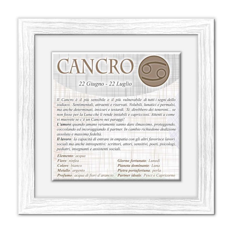 Quadro mattonella Ceramica Modern White 29x29 cm con segno zodiacale CANCRO del brand Lupia, categoria: Idee regalo e bomboniere > Oggettistica > Quadri Ceramica Modern White con Segno Zodiacale, disponibile su Vorreishop.