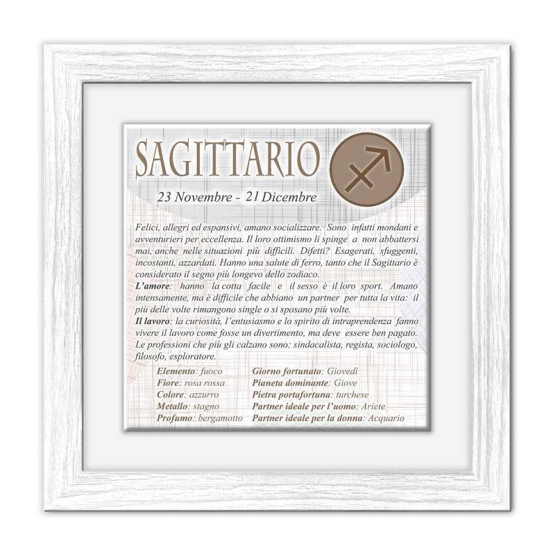 Quadro mattonella Ceramica Modern White 29x29 cm con segno zodiacale SAGITTARIO del brand Lupia, categoria: Idee regalo e bomboniere > Oggettistica > Quadri Ceramica Modern White con Segno Zodiacale, disponibile su Vorreishop.