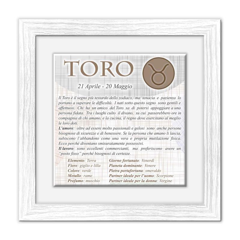 Quadro mattonella Ceramica Modern White 29x29 cm con segno zodiacale TORO del brand Lupia, categoria: Idee regalo e bomboniere > Oggettistica > Quadri Ceramica Modern White con Segno Zodiacale, disponibile su Vorreishop.